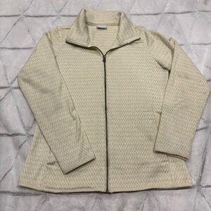 Columbia Womens Full Zip Jacket Cream Tan High Neck Sportswear Size M Woven